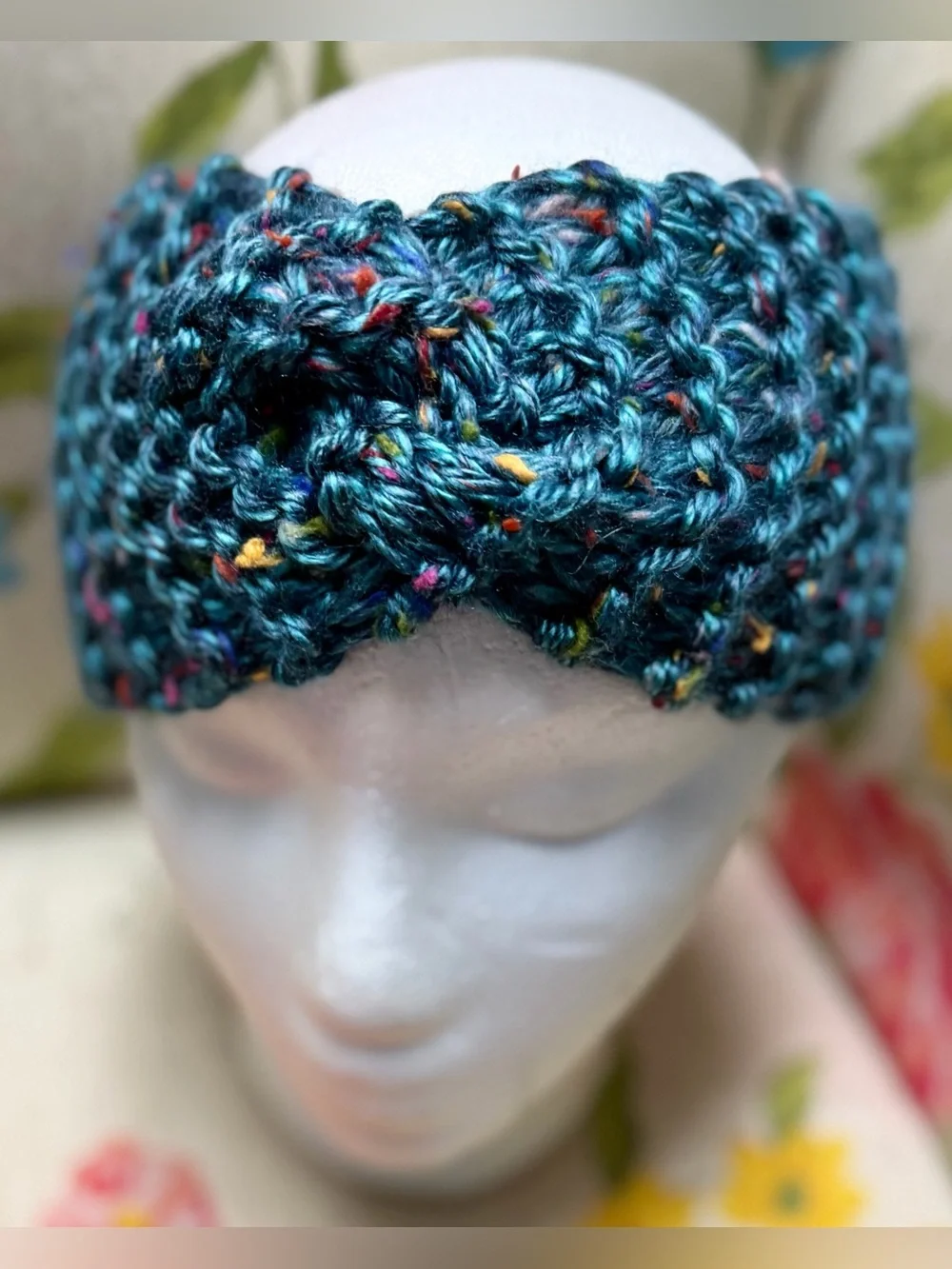 Handmade Hand Crafted Knit Twist Headband adult/teen teal
